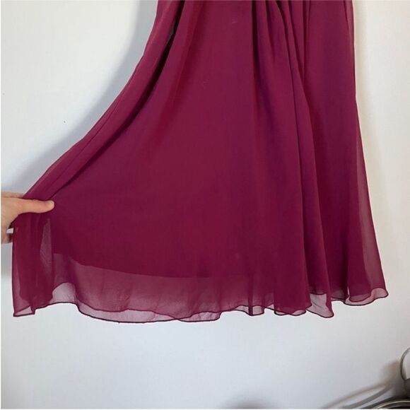 Express Dark Red Beaded Collar Mini Dress size XS Pleated Dark Romantic Vamp - Picture 8 of 14